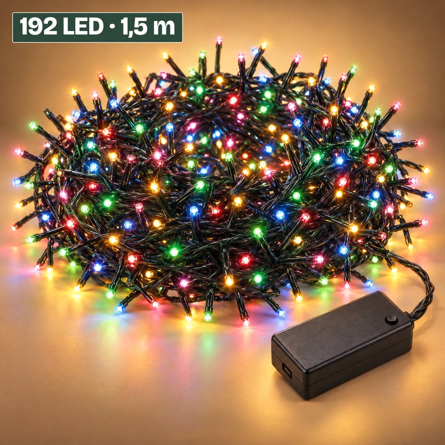 Levano Kerstverlichting Buiten Multicolor 192 LED 1,4 m - Kerstverlichting op Batterij - Kerstversiering - Kerstlampjes - Lichtslinger - Kerstlichtjes - Clusterverlichting - Lichtsnoer op Batterijen - Kerstboomverlichting - Raamverlichting Kerst