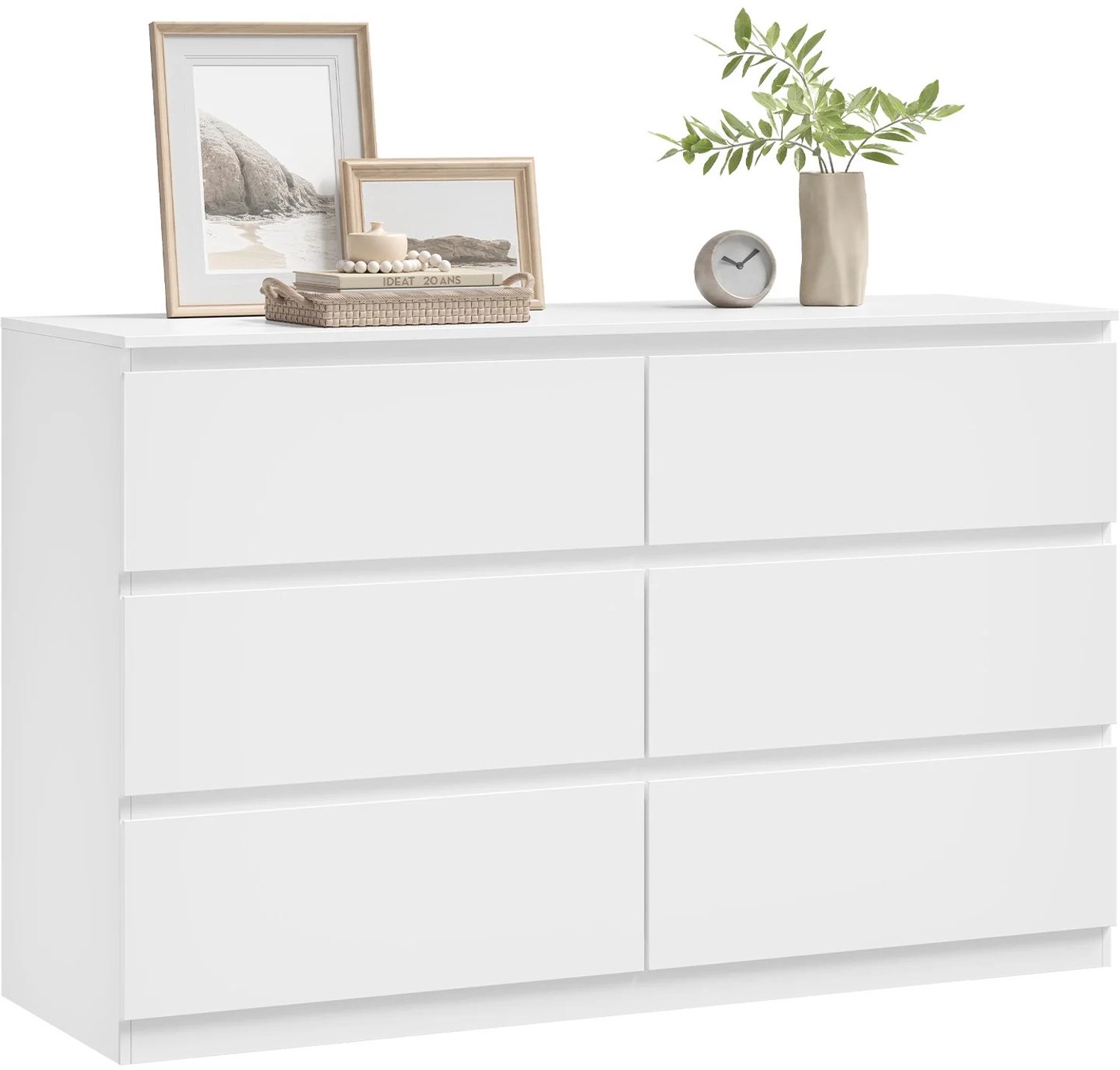 D&J Ladekast - Dressoir - Wandkast - Opbergruimte - 6 ruime lades - Dressoir kasten - 120x40x75 cm - Wit - Slaapkamer - Woonkamer