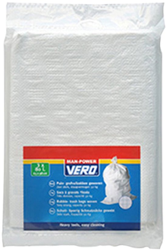 Set van 3x Grofvuil afvalzakken 80 liter wit - 65 x 98 cm - Geweven - Extra stevig - Tuin/bouw afvalzakken voor grofvuil van Huyskies — afbeelding 2