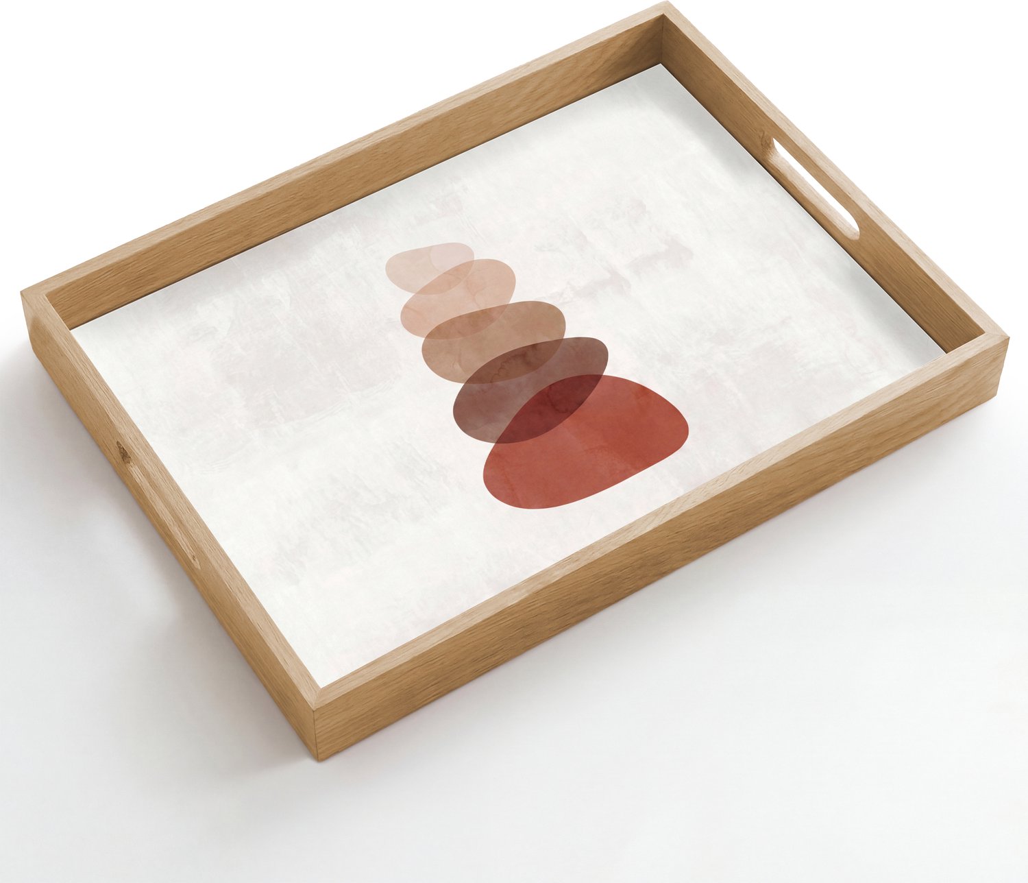 Dienblad hout 50x35 cm - Schootdienblad - Abstractie - Gestapeld - Balans - Modern - Aardetinten - Borrelplank rechthoek - Plateau dienbladen