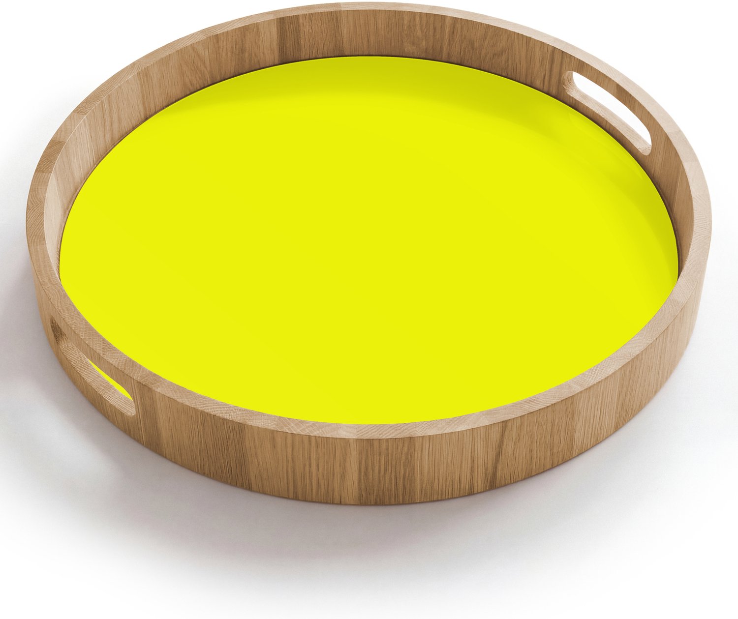 Dienblad rond 40x40 cm - Schootdienblad hout - Bright - Canary - Geel - Borrelplank rechthoek - Plateau houten dienbladen