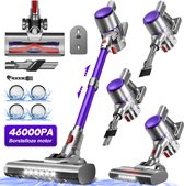 Elekiatech Steelstofzuiger- 46000Pa - 50 Minuten Gebruikstijd - 8 Kegel Filtersysteem Steelstofzuiger Draadloos - 1,5 L Stofbak - 2200 mAh Accu - voor Tapijten en Harde Vloere - Paars