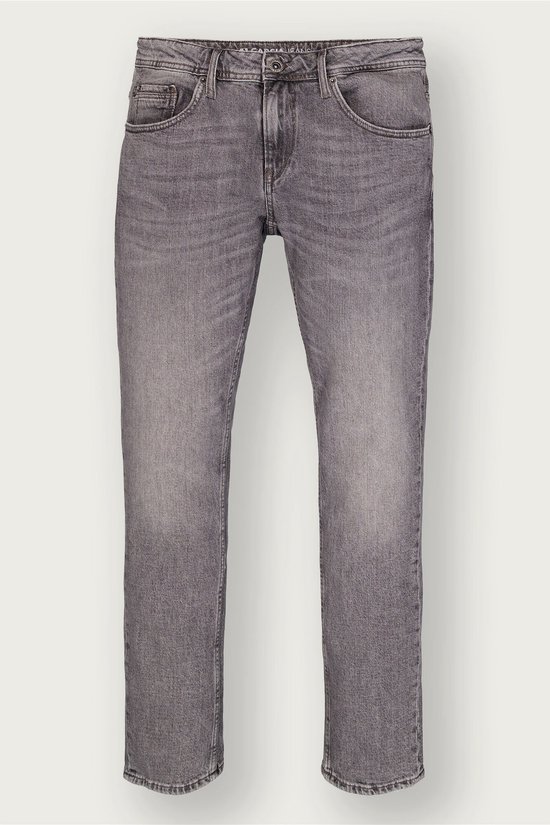 Grijze Garcia Savio slim fit herenjeans met subtiele wassing en klassiek vijfzakontwerp.
