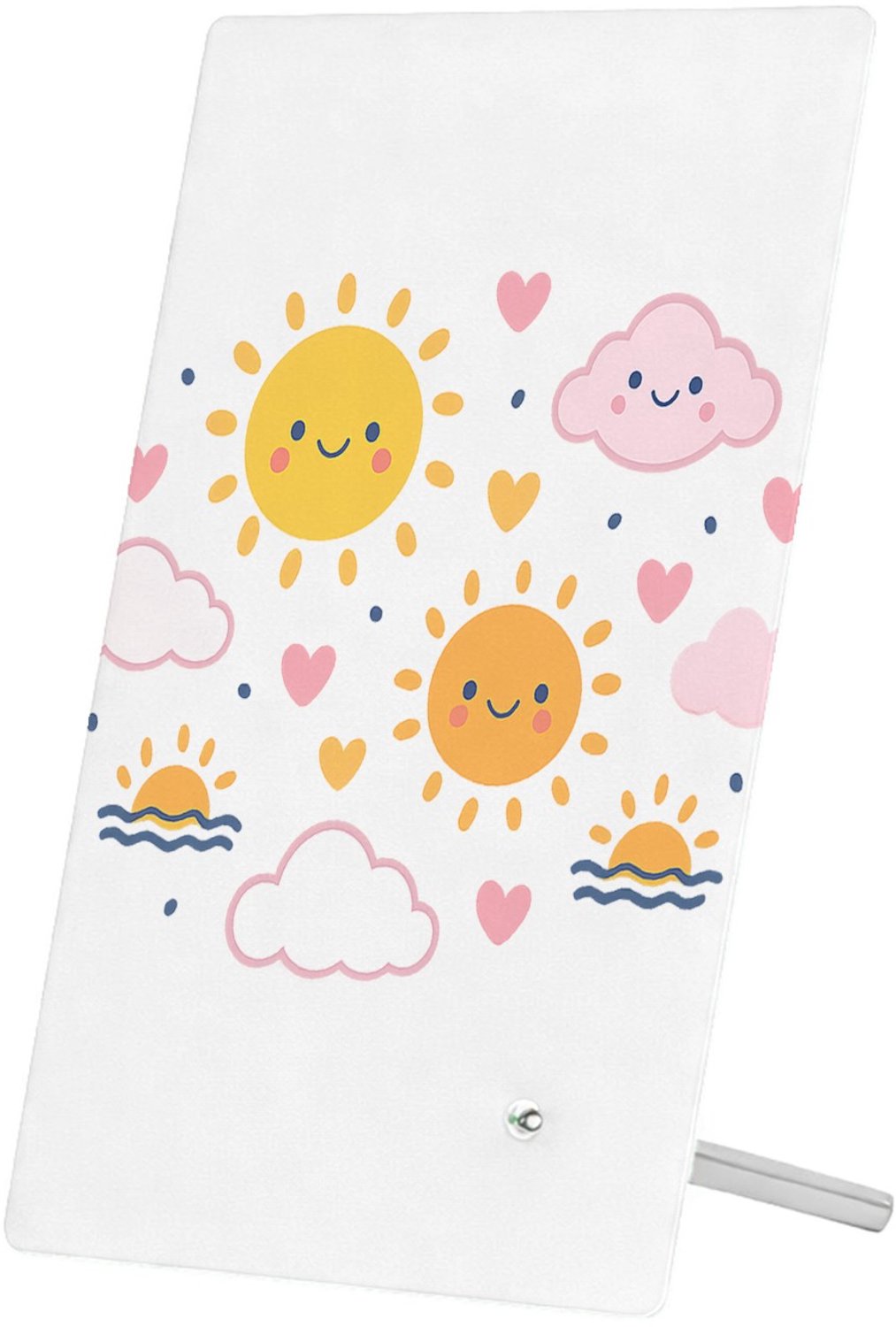 Mr Cadeautjes Glasframe 11 x 16 - design Speelse regendag met vriendelijke weer-icoontjes | cadeau Wit