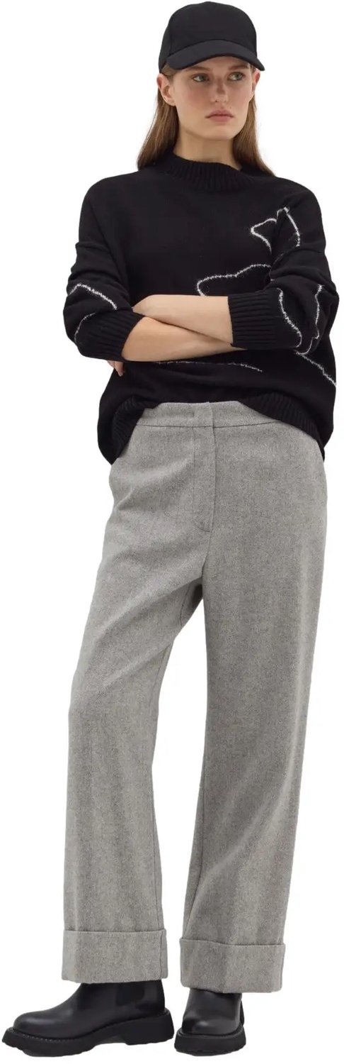 Frisse wol rechte broek vrouw Stefanel Grijs