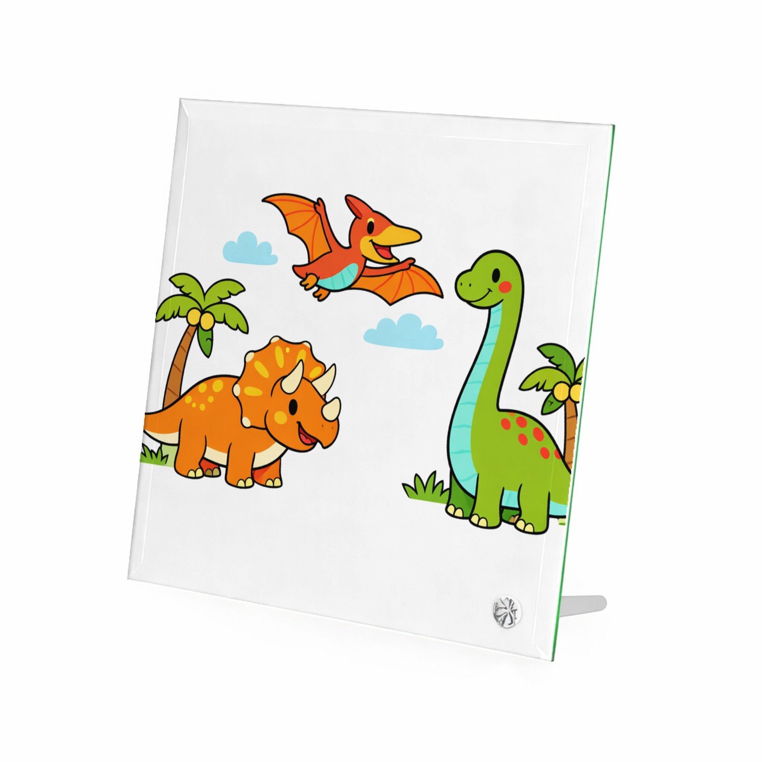 Mr Cadeautjes Glasframe 20 x 20 - design Vrolijke jungle-exploratie met exotische dieren in een helde | cadeau Wit