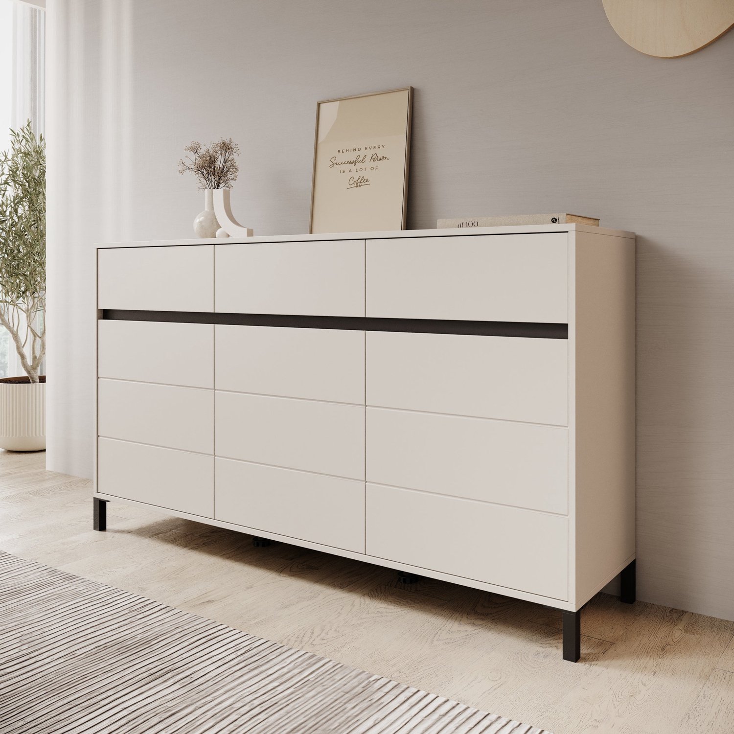 MEUBELLA Montellini - Dressoir - Beige - 157x40x90 cm