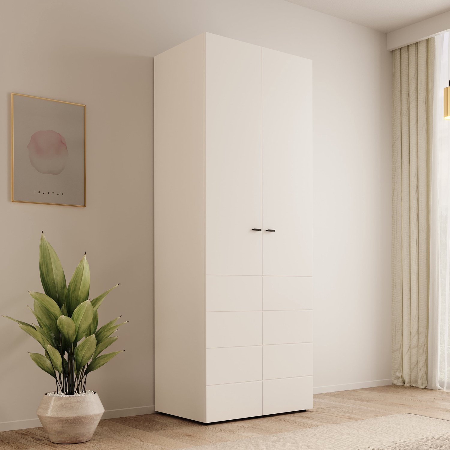 MEUBELLA Nouran - Kledingkast 2-deurs - Wit - 79x52x208 cm
