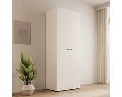 Meubella - Nouran - Kledingkast 2-deurs - Wit - 79x52x208 cm