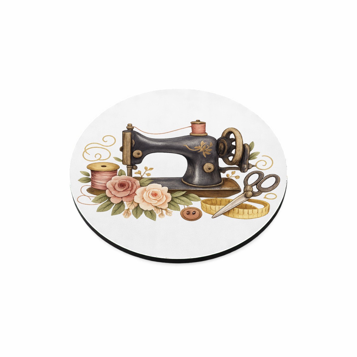 Mr Cadeautjes MDF magnetische fotolijst rond Ø 9,5 - design Vintage workshop-compositie met een ander ambachtelijk hoofd | cadeau Wit
