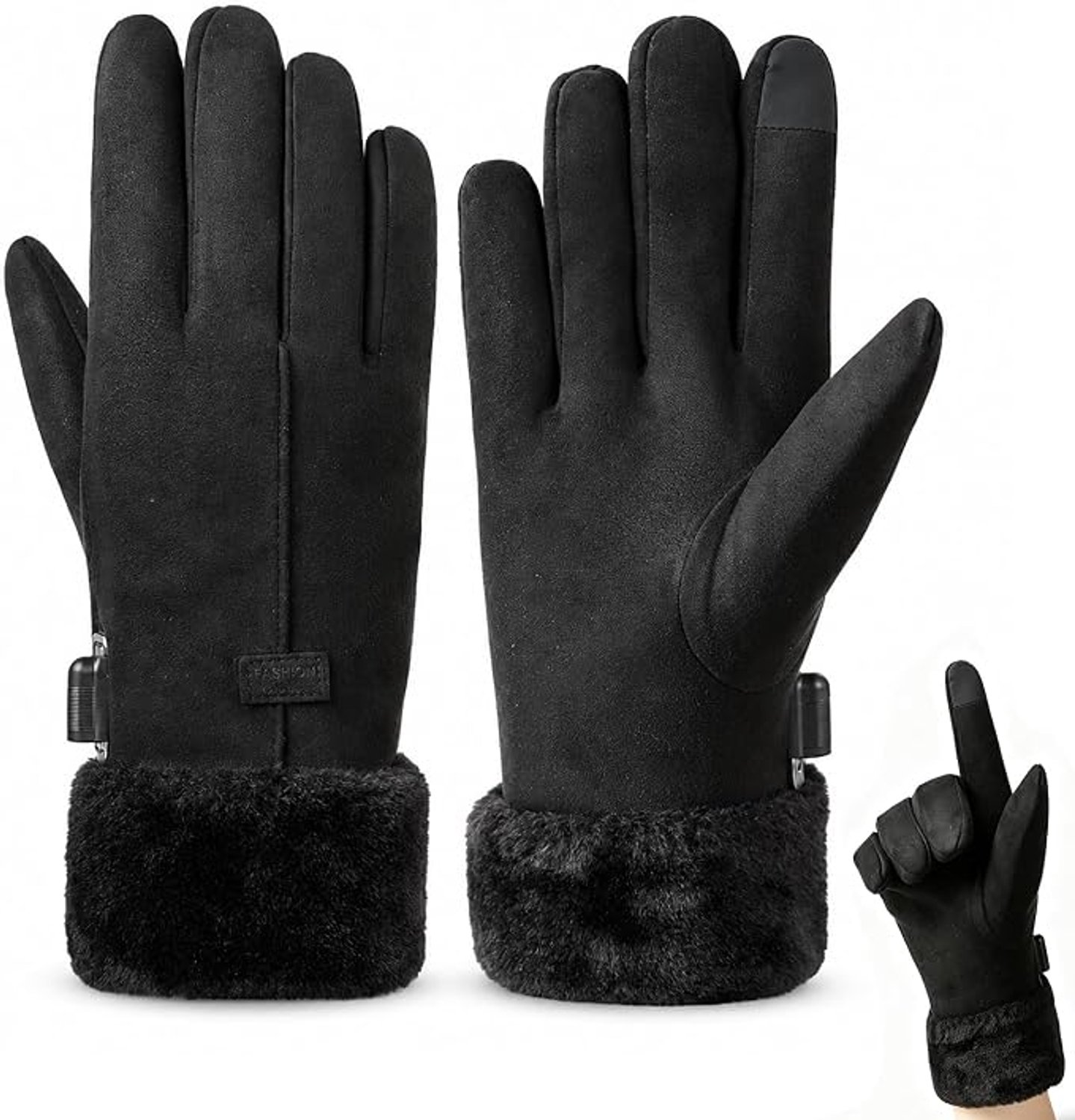 Handschoenen dames- Verwarmde handschoenen- Touchscreen-Compatibel wind en waterdicht thermisch gevoerd – Ideaal voor fietsen motorrijden en buitenactiviteiten- Handschoenen winter Zwart