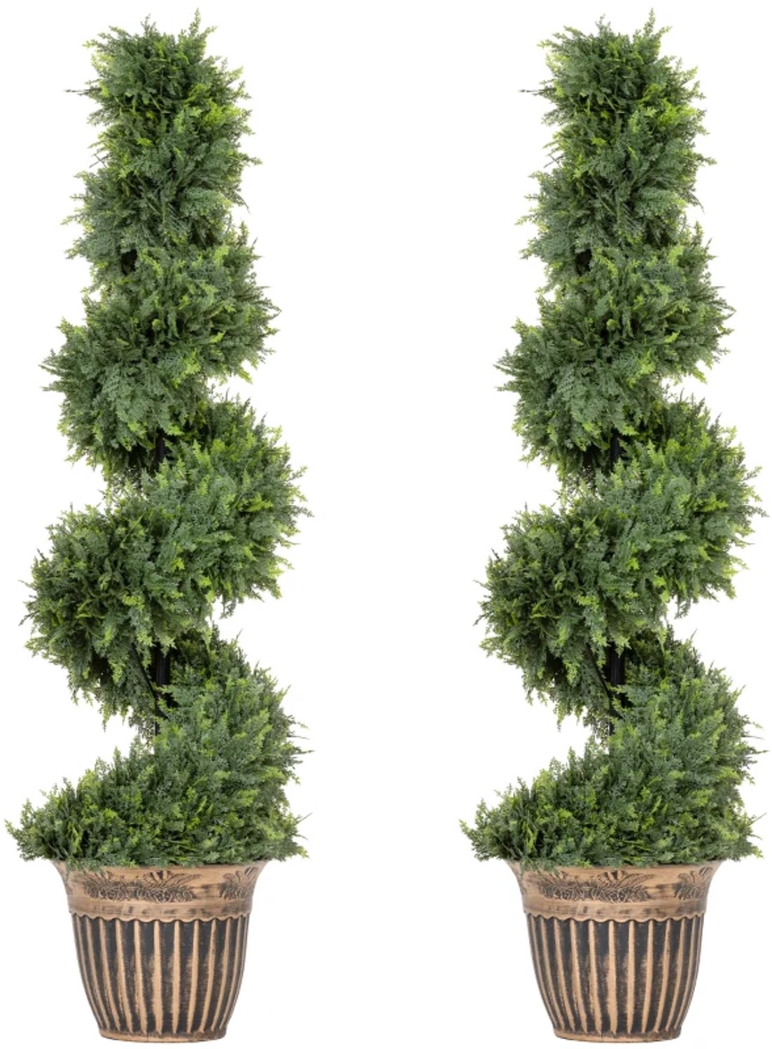 ZYLARO Spiraalcipres - Set van 2 - Inclusief pot - 120 cm hoog - Groen