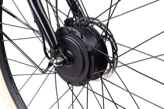 Crown Florence - Elektrische moederfiets - Elektrische damesfiets - Voorwielmotor - Hydraulische schijfremmen - 7 Versnellingen - 28 inch - 55 cm - Shiny Black — afbeelding 3