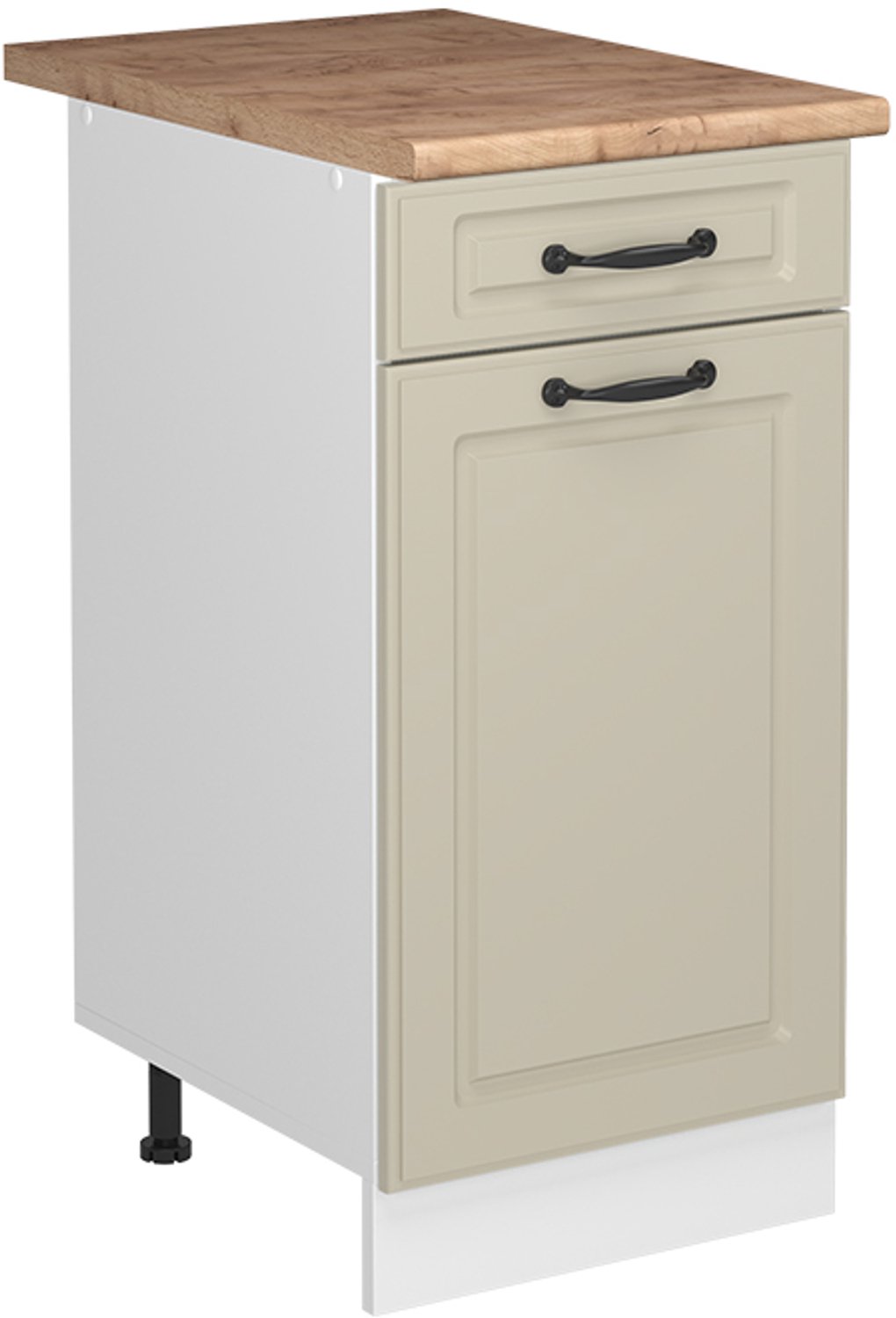 Vicco Keukenonderkast R-Line, Zand landelijk/Wit, 40 cm goudkleurig eiken werkblad