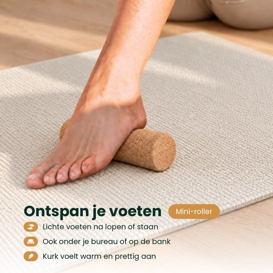 MindBaas 3-in-1 Massage Roller Set Kurk - Foam Roller Alternatief - Voetroller & Massagebal (Triggerpoint / Fascia Bal) - Incl. E-book van MindBaas — afbeelding 5