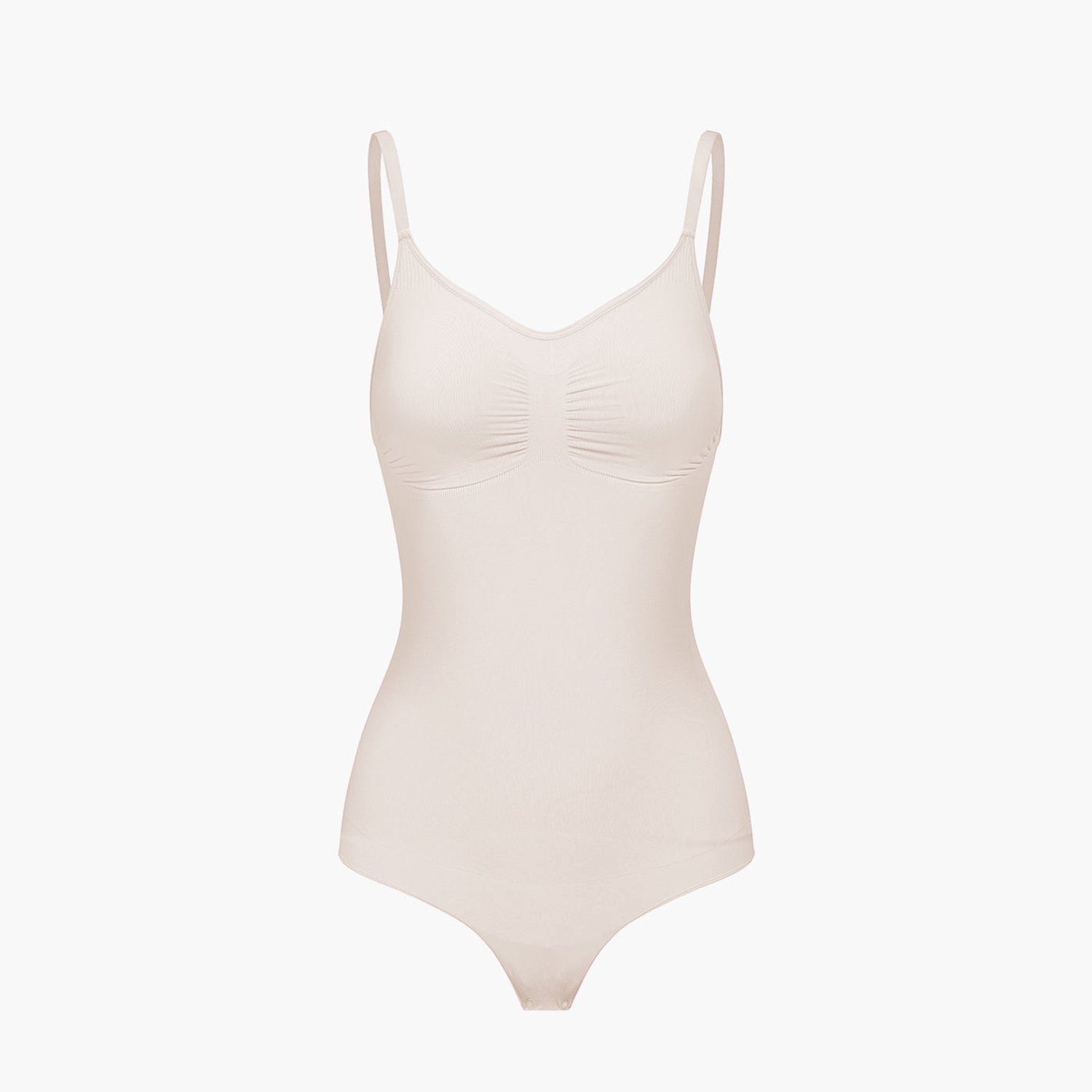 cfab Bodysuit met corrigerende werking en koordjes - Zand - 2XL - Corrigerende Body - Naadlos - corrigerend ondergoed dames