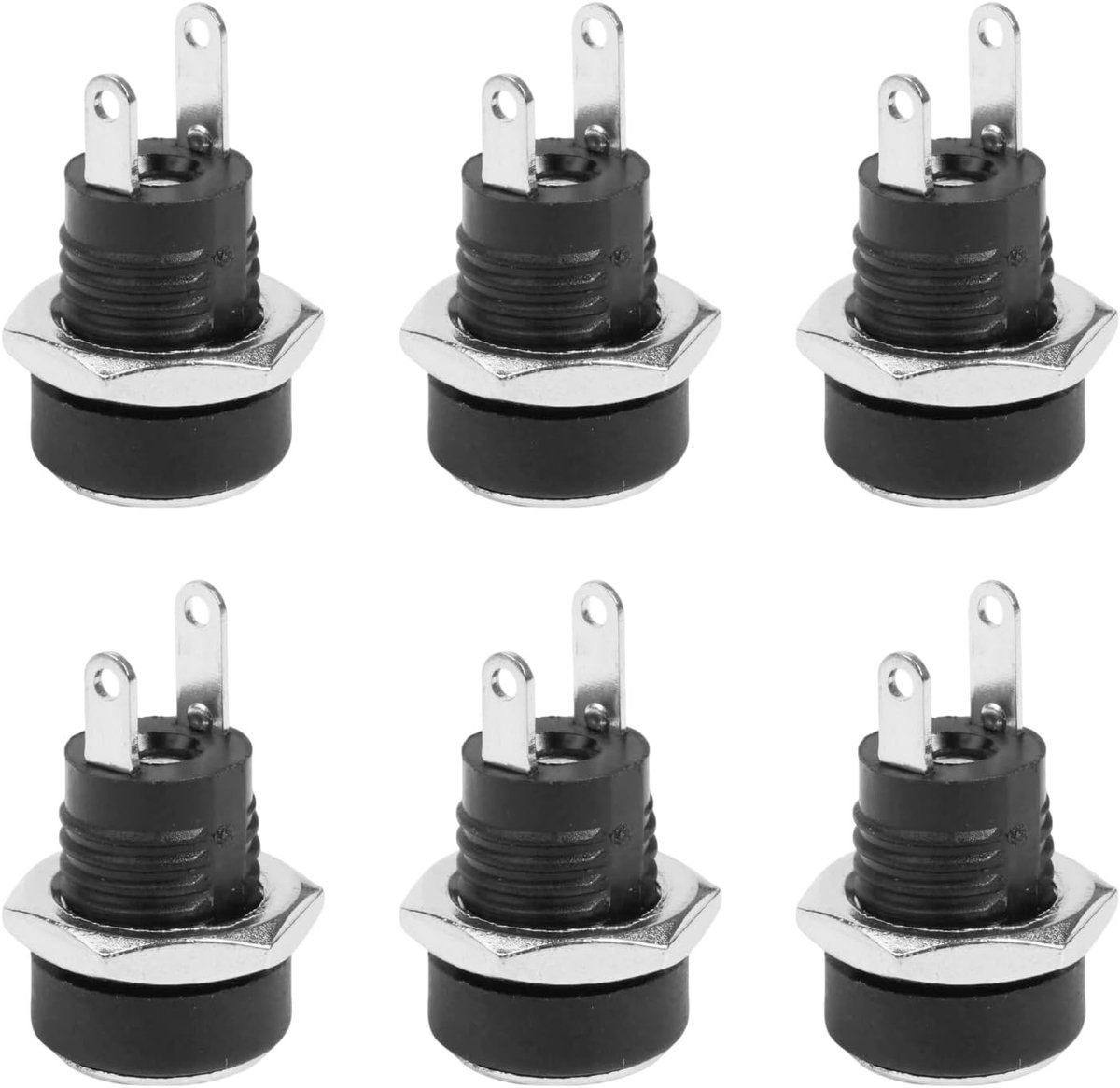 Set van 6 DC Socket 2 Pins 5.5 x 2.1mm - Betrouwbare Hollow Plug voor Stroomvoorziening, Ideaal voor Elektronische Projecten en Apparaten