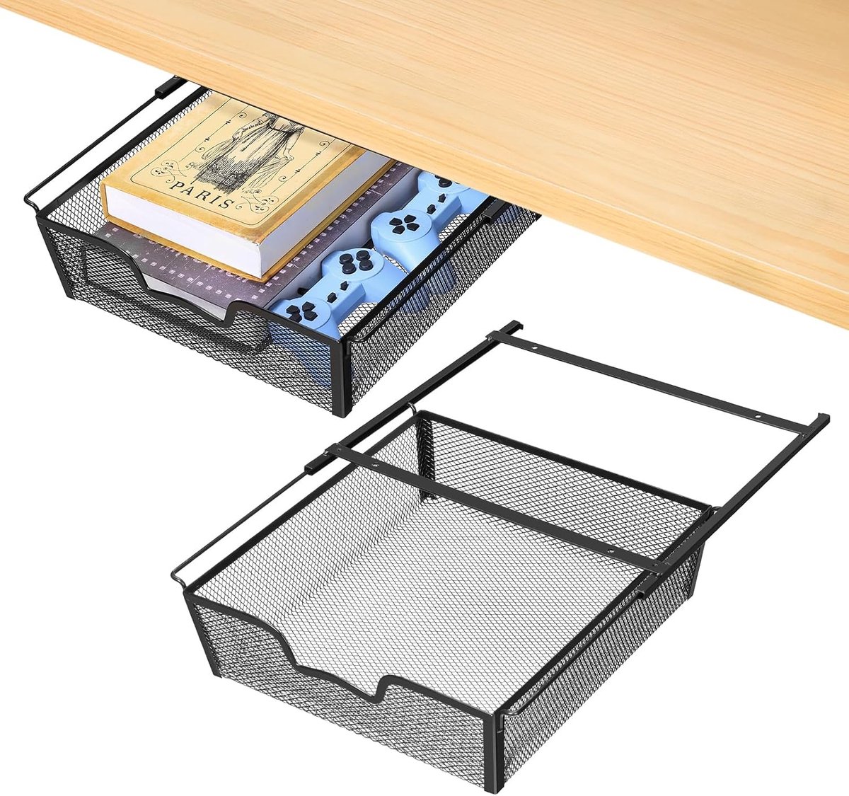 Metalen draadmand, set van 2 onderplanken, opbergmand voor kast en hangkast, praktisch voor keuken, kantoor en kledingkast