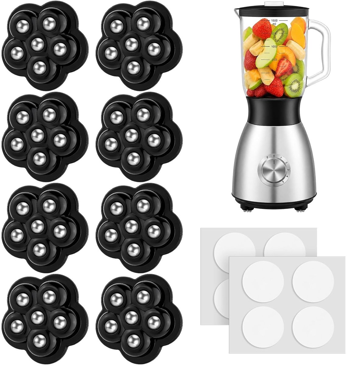 8 stuks zelfklevende kogelwielen, 6 parelwielen voor keukenapparatuur