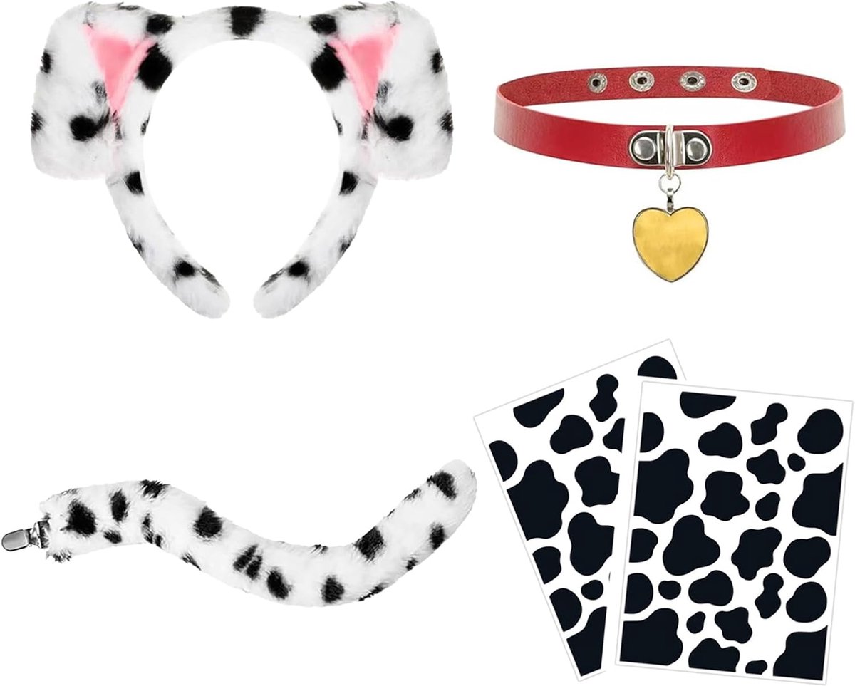 6 stuks hondenoren hoofdband en staarten cosplay accessoires carnaval carnaval carnaval holloween kostuum dames