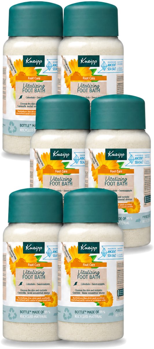 6 x Kneipp - Voetbadzout - Vitalizing - Citrusgeur - 600 g - Voordeelverpakking - 6 stuks