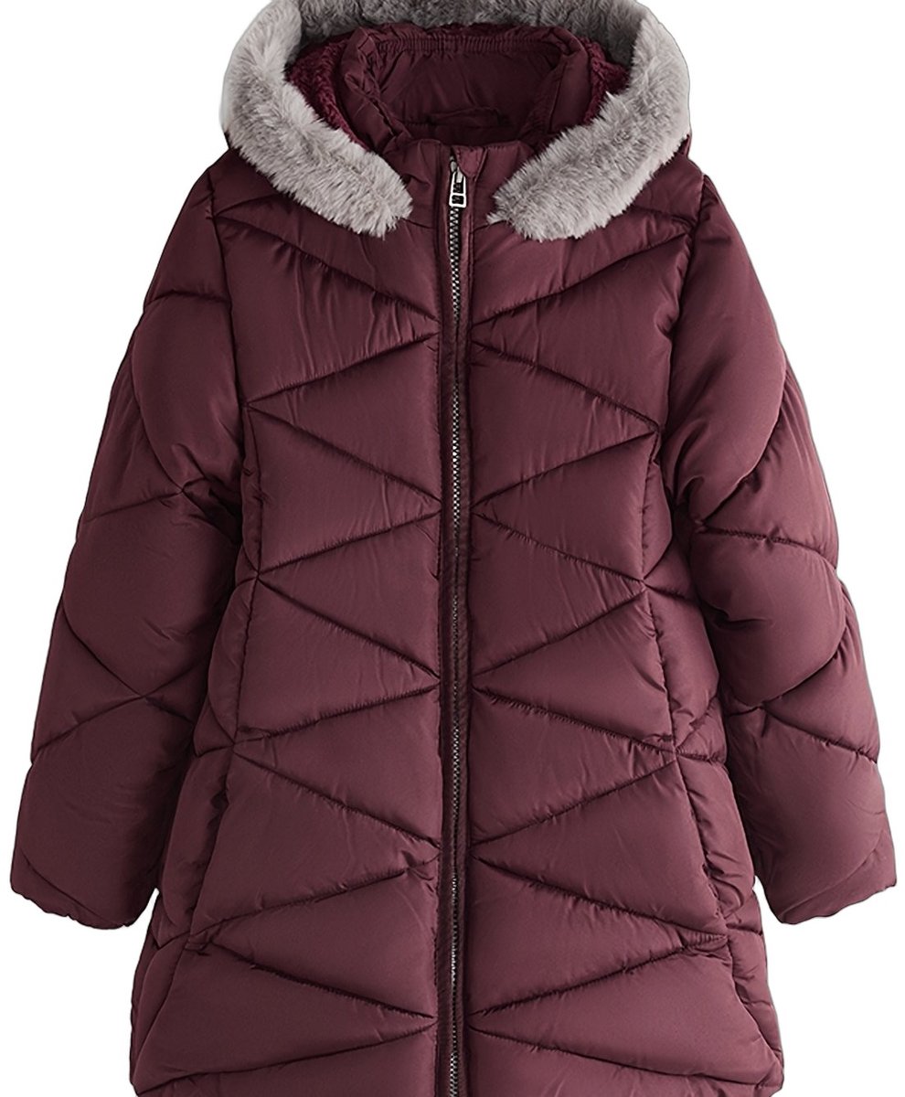 Currero Winterjas Parka Meisjes Lange Jas Meisje Wintermantel Overjas Gewatteerd Waterdicht Winter Stijlvol Mantel Kinderen 4 Jaar Bordeauxrood