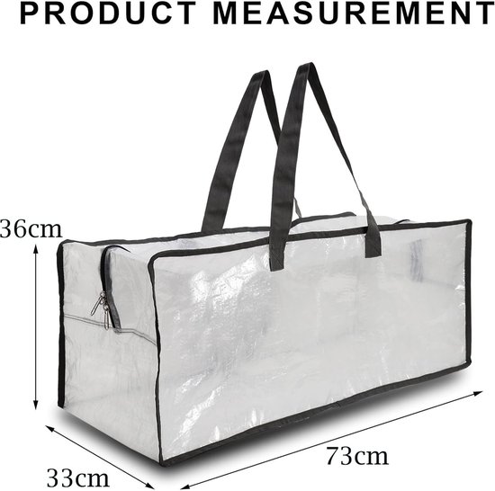 Grote geweven opbergtas van polypropyleen met handvat voor kleding, dekens en quilts | 74 x 36 x 33 cm | 1 vak | Opvouwbare multifunctionele opbergtas (1 stuk) — afbeelding 2