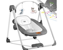 KIDIZ® Wipstoel Baby Elektrisch Babyschommel tot max 9kg - Schommelstoel voor Baby Swing met Speelboog en 5 schommelsnelheden - Antraciet