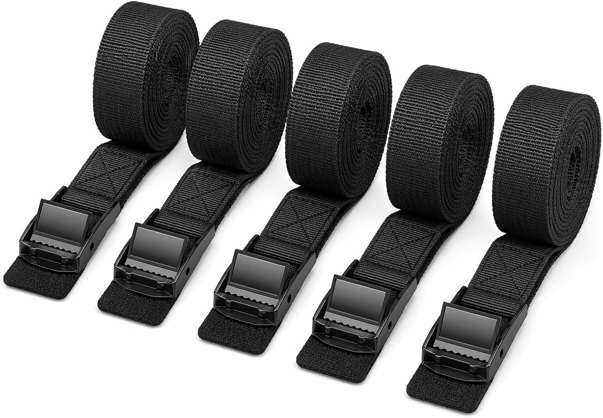 Spanbanden, zwart, 2 cm x 40 cm, met klemsluiting en krasbescherming, scheurvaste bevestigingsriem van polyester, voor fietsendrager, bike-packing accessoires en outdoor camping, kleine