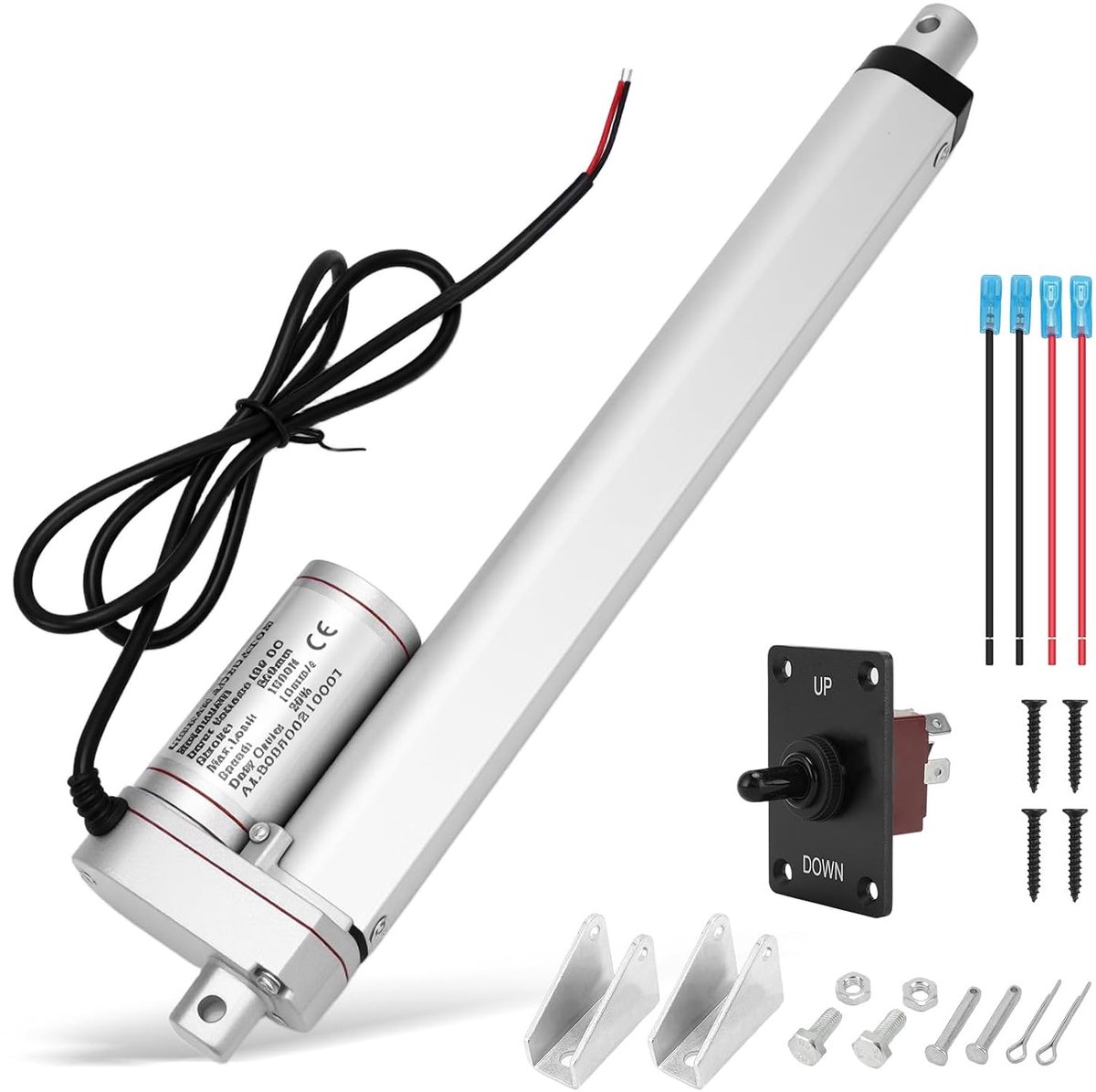 1500N lineaire aandrijving, 100/150/200/250/300/450 mm DC 12 V elektrische cilinderset met handmatige schakelaar IP65 10 mm/s hefmotor voor raamopener, banken, verzorgingsbedden, deuren
