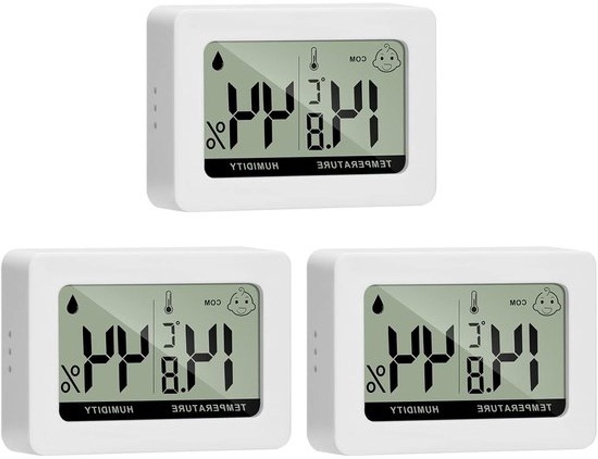 Mini Digitale Hygrometer Thermometer voor Binnen - Temperatuur en Vochtigheid Tester (3 stuks)
