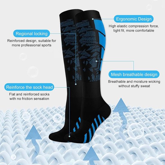 Compressiekousen voor Mannen en Vrouwen - 6 Paar Elastic Support Kousen voor Sport en Hardlopen, Verbeter Bloedcirculatie en Verminder Vermoeidheid — afbeelding 4
