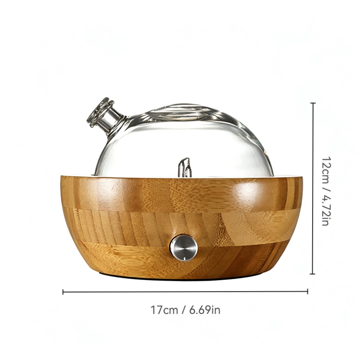 Aromadiffuser - Aromabevochtiger - Houten diffuser - Diffuser voor etherische oliën - Diffuser voor thuis - Stil - Gemaakt van glas en bamboe - Met LED-verlichting - Cadeau — cadeau in Wonen & Interieur - foto 3