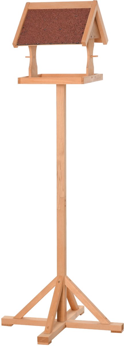 vogelvoederhuis op paal - staand - voor tuinvogels - tuin - 144 cm - hout