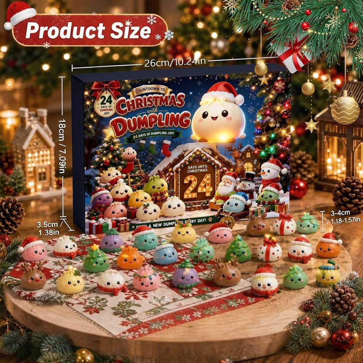 Mystery Dumpling Adventskalender 2026 - Kerstmis cadeau - Fidget Squishy Adventskalender - Kerstmis aftellen – 24 Squishies & Verrassingen - Stressverlichtend - Verrassingen - kerstadventskalender - verrassingscadeau - TENGYIF® – foto 3