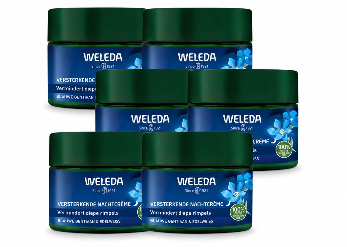 6 x WELEDA - Nachtcrème Versterkend - Blauwe Gentiaan & Edelweiss - 40 ml - Voordeelverpakking - 6 stuks