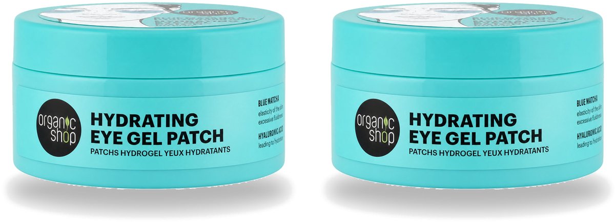 2 x Organic Shop - Eye Gel Patch Blue Matcha & Hyaluronic Acid - Verfrissend en Hydraterend - 60 Patches - Voordeelverpakking - 2 stuks
