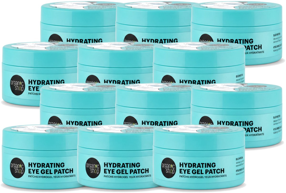 12 x Organic Shop - Eye Gel Patch Blue Matcha & Hyaluronic Acid - Verfrissend en Hydraterend - 60 Patches - Voordeelverpakking - 12 stuks