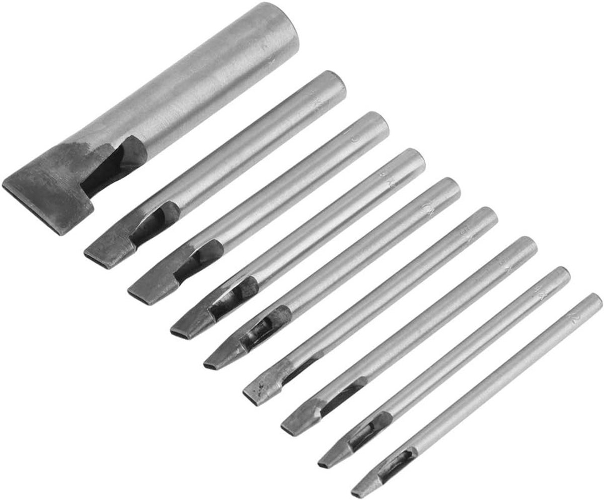Ronde Leren Gatpons Set van 9 Stuks voor Herenriemen, Horlogebanden en Schoenreparatie - 2mm Gereedschap voor DIY Projecten
