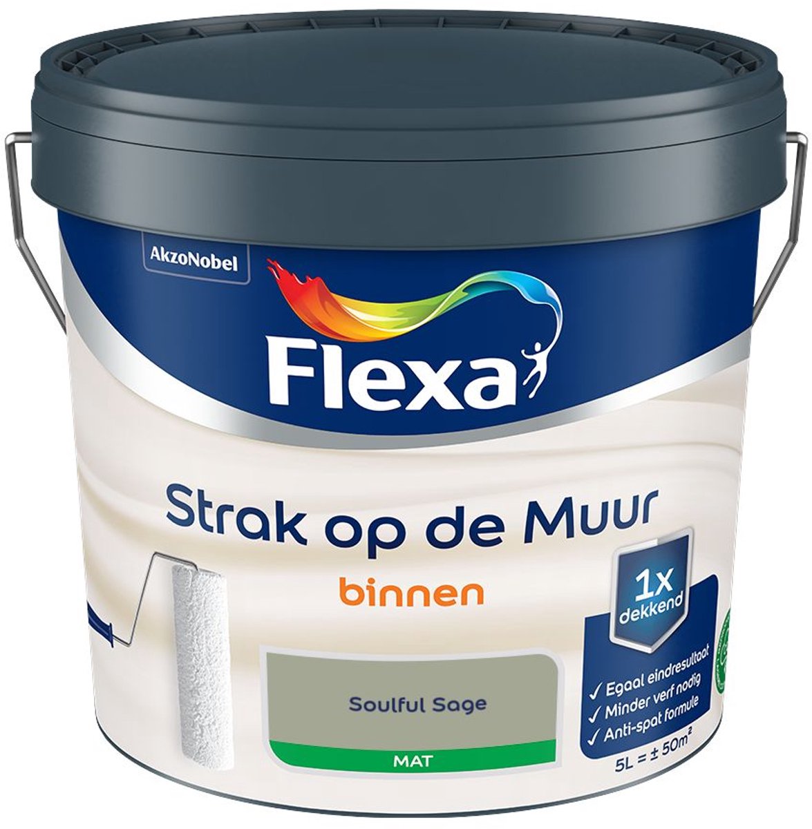 Flexa - Strak Op De Muur Binnen Mat - Soulful Sage - 5 L - Kleur Van Het Jaar 2027
