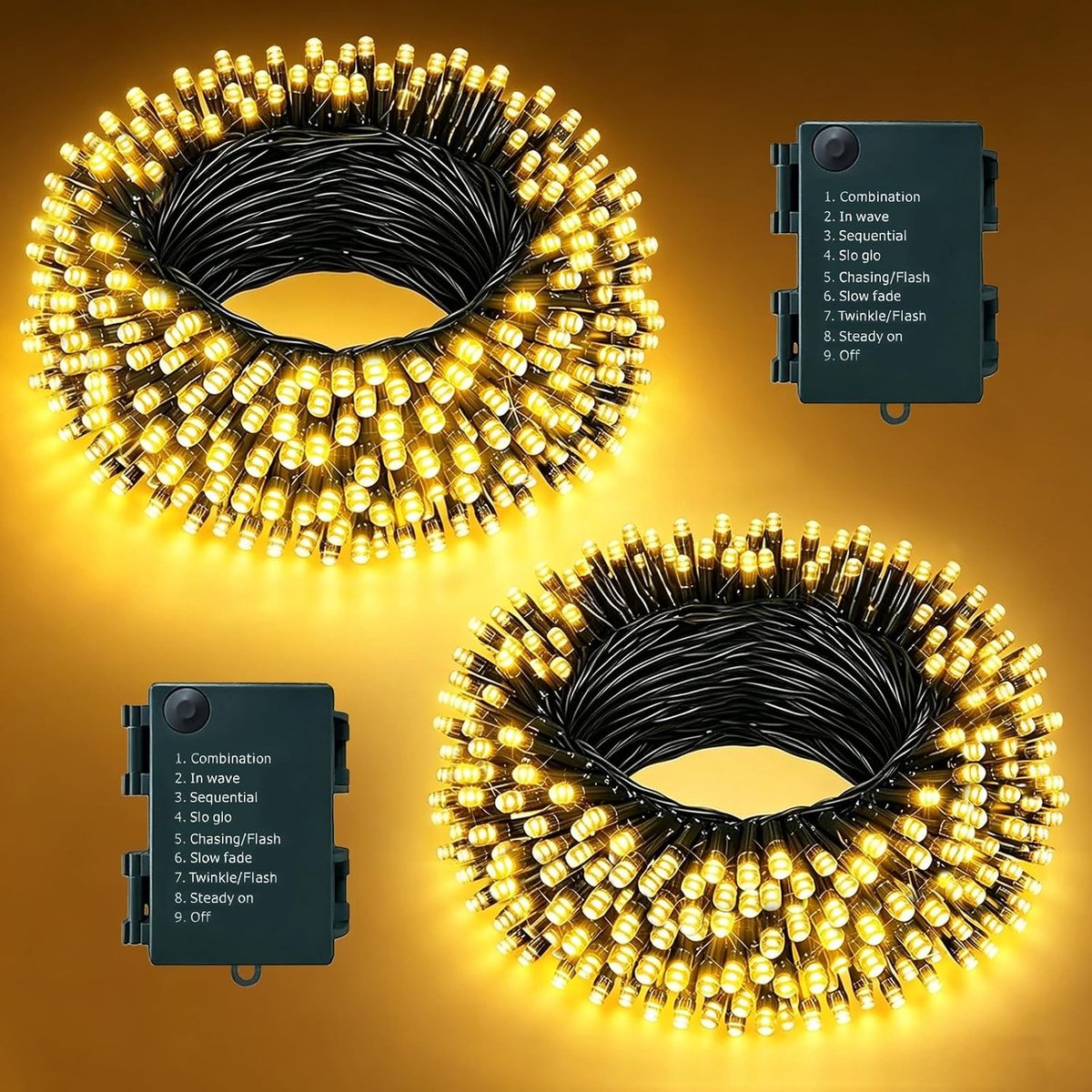 Kerstverlichting raam - Warmwit - 2 x 5 m 50 LED - Waterdichte Batterijverlichting voor Binnen en Buiten
