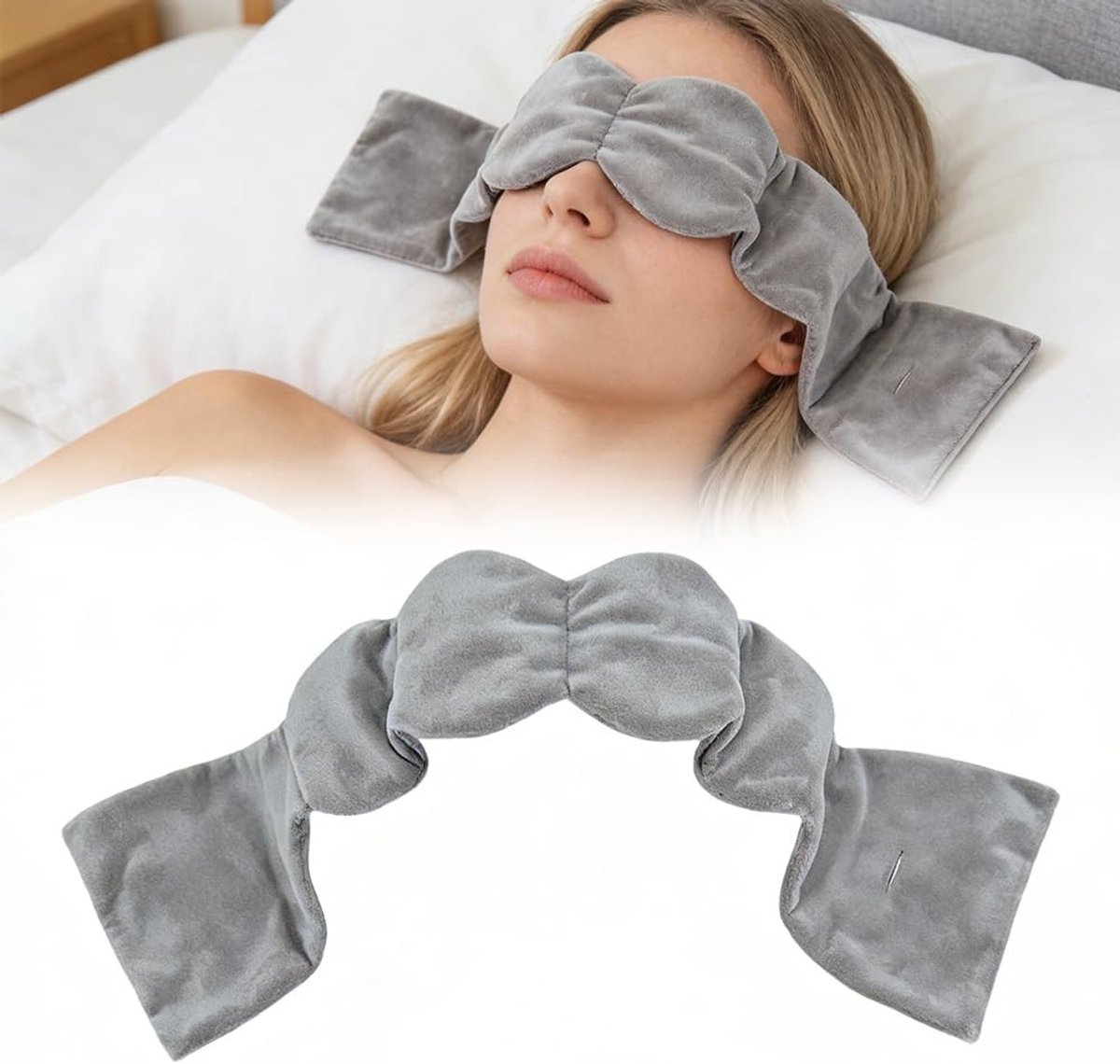 Verzwaarde slaapmasker voor optimale oogbescherming, zacht en ondoorzichtig voor ontspanning en meditatie tijdens reizen (grijs)