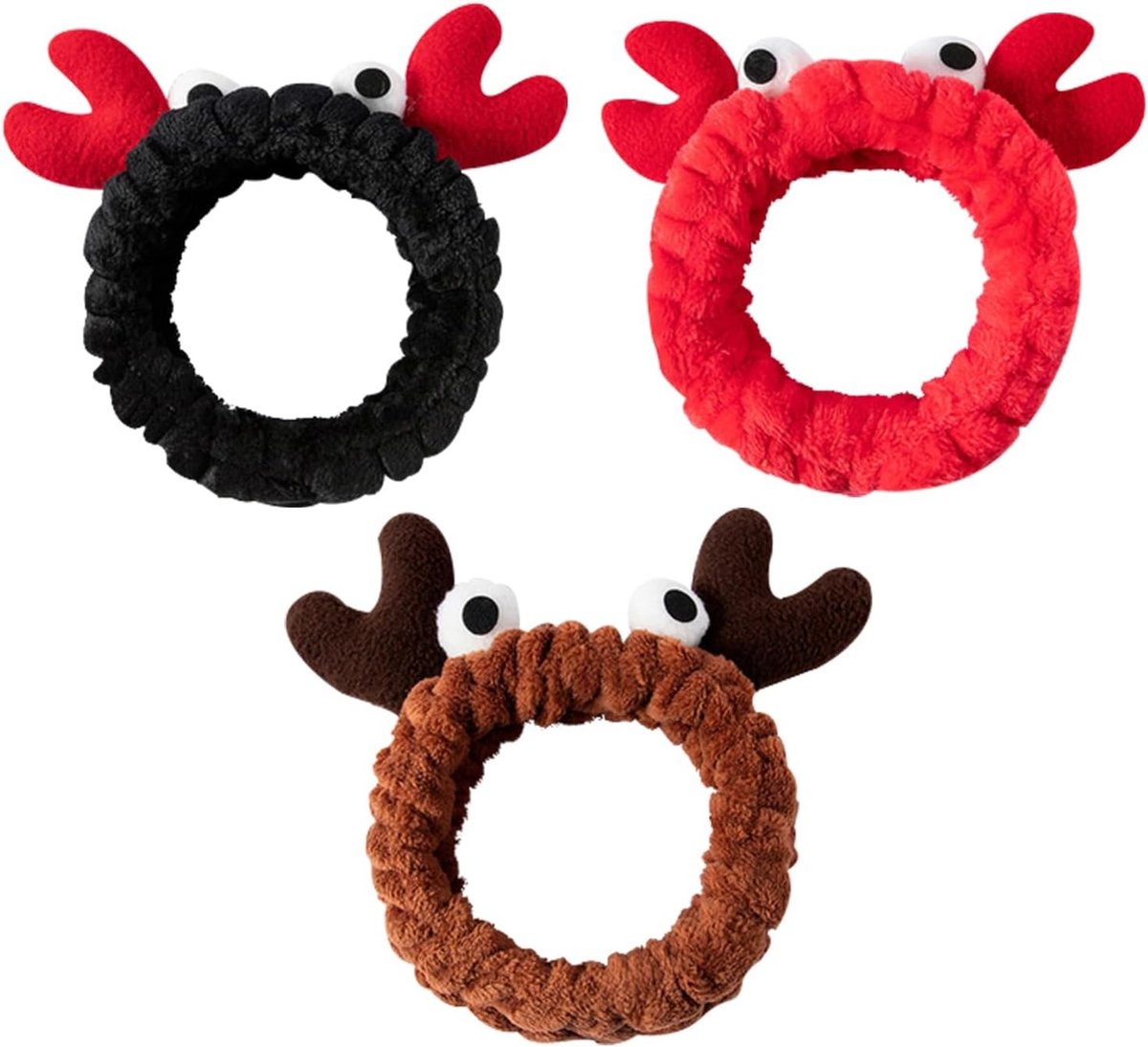 3 Stuks Schattige Krab Pluche Haarbanden voor Vrouwen - Ideaal voor Gezichtsreiniging, Spa en Make-up Gebruik