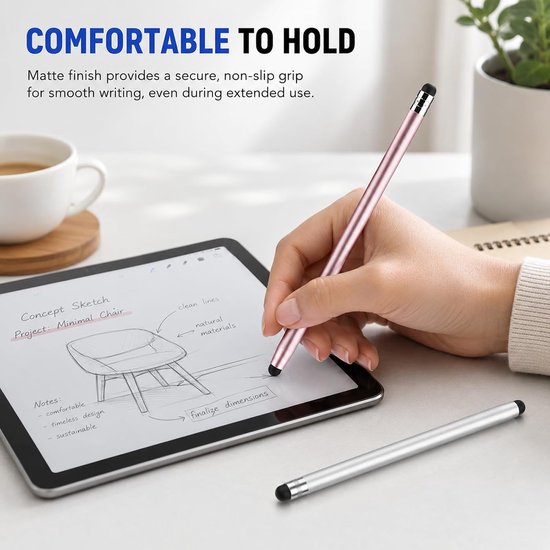 5 stuks touchscreen-pen, tabletpen voor vele tablets, 2-in-1 stylus pen met 10 siliconen punten, touchpen voor smartphone, mobiele telefoon en capacitieve schermen, compatibel met Switch/iPad/Android — afbeelding 4