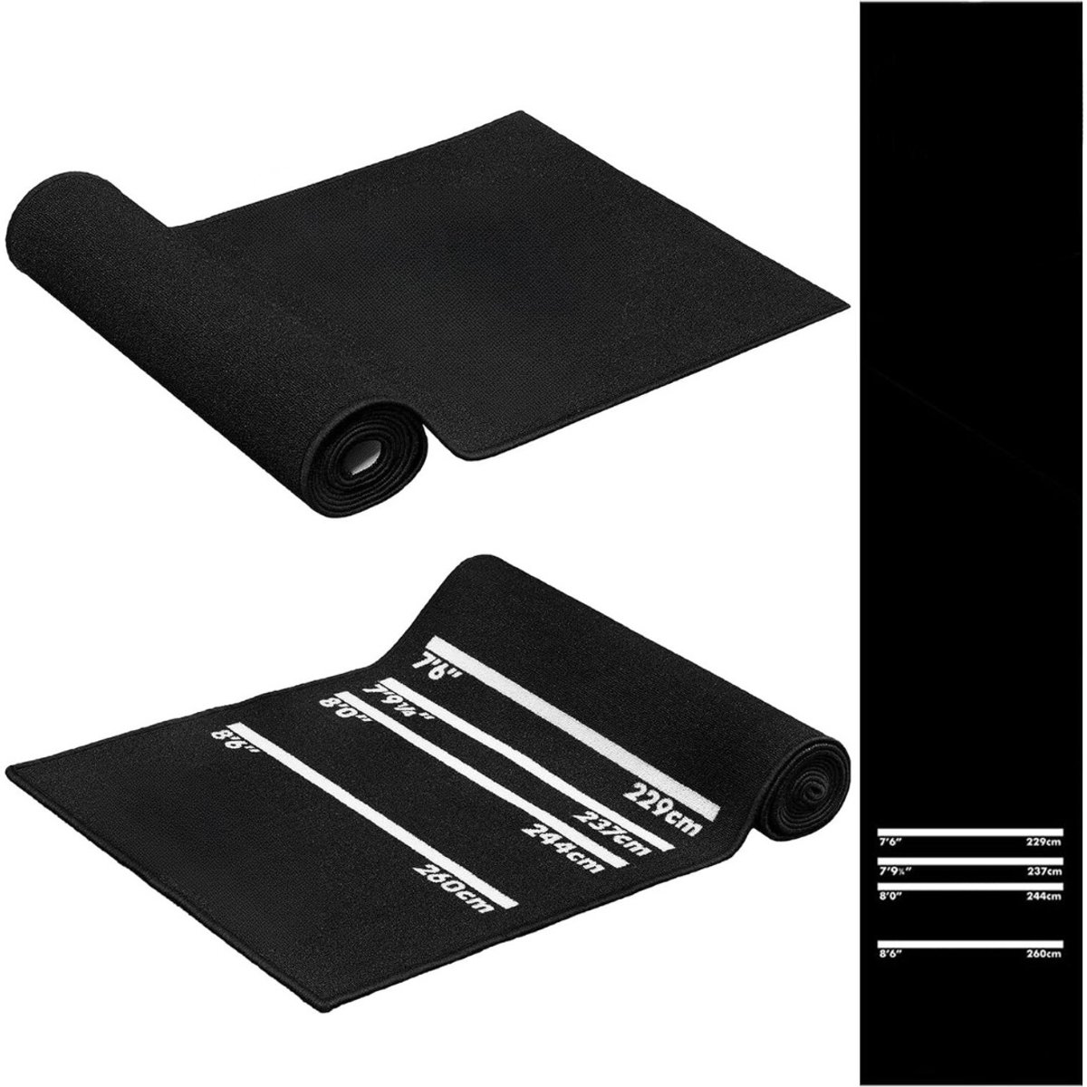 Kavo®- Dart Vloerbeschermingsmat - Heavy Duty Dart-tapijt - Dartmat - Zwart - 290cm x 60cm x 1cm