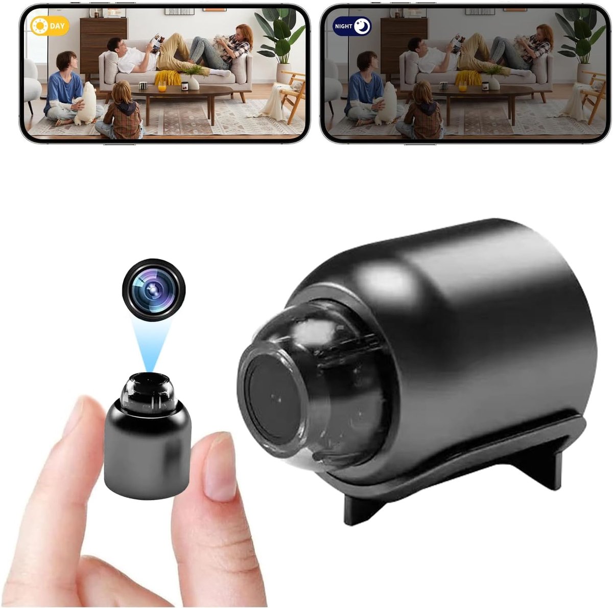 Draadloze wifi-camera, beveiligingscamera voor thuis met nachtzicht, compacte bewakingscamera, camera op batterijen, camera voor bewaking op afstand