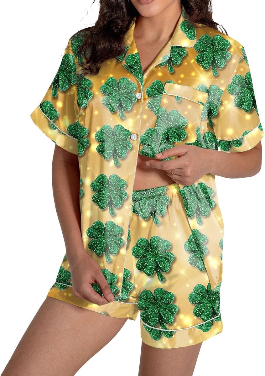 St. Day pyjama korte mouwen bovendeel met shorts comfortabele slaapkleding voor thuis