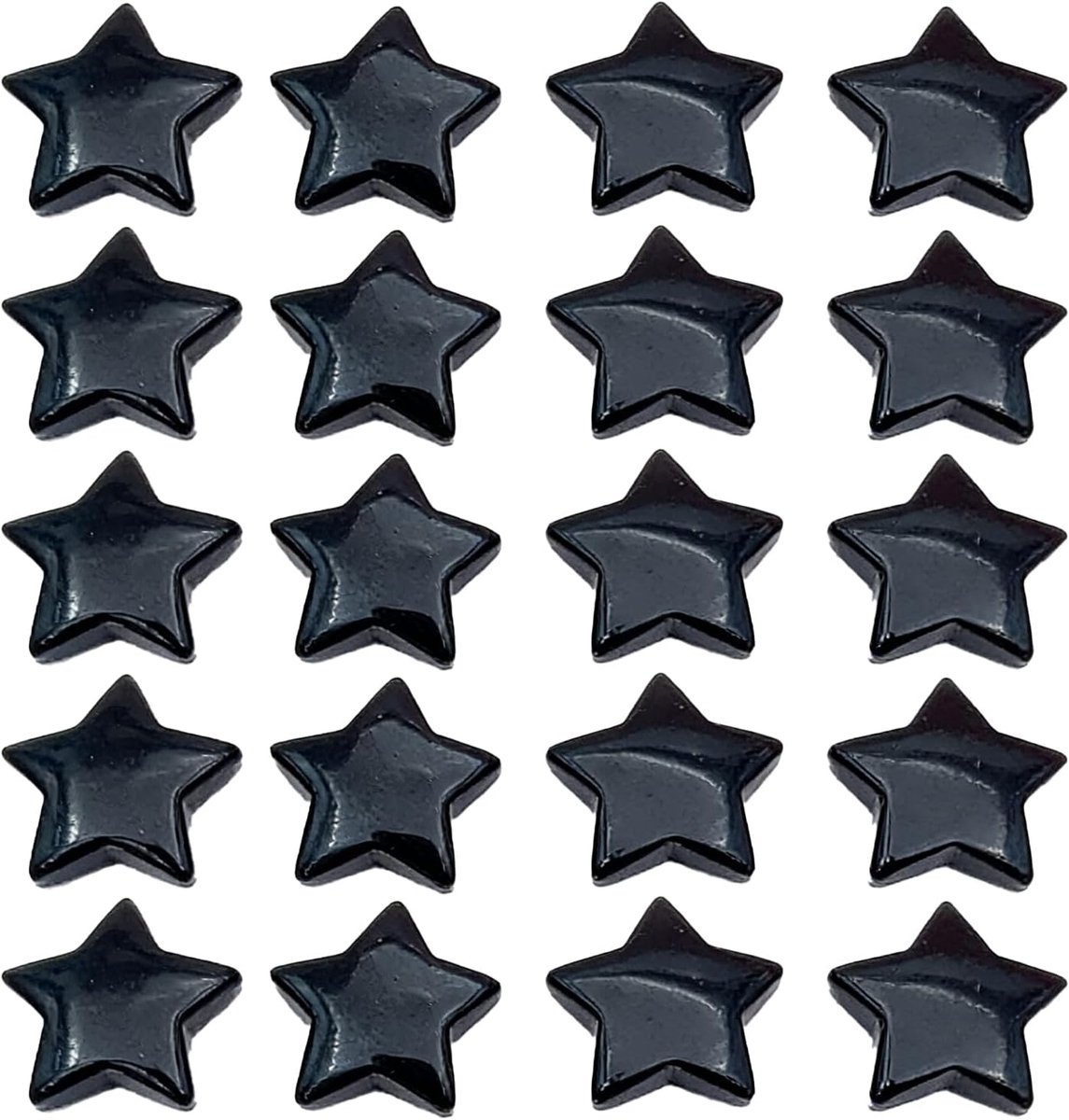 Kristallen stenen, set, 20 stuks natuurlijke sterren, edelstenen, gepolijste stenen, geluksstenen, decoratieve stenen voor decoratie en Reiki-heling (zwart)