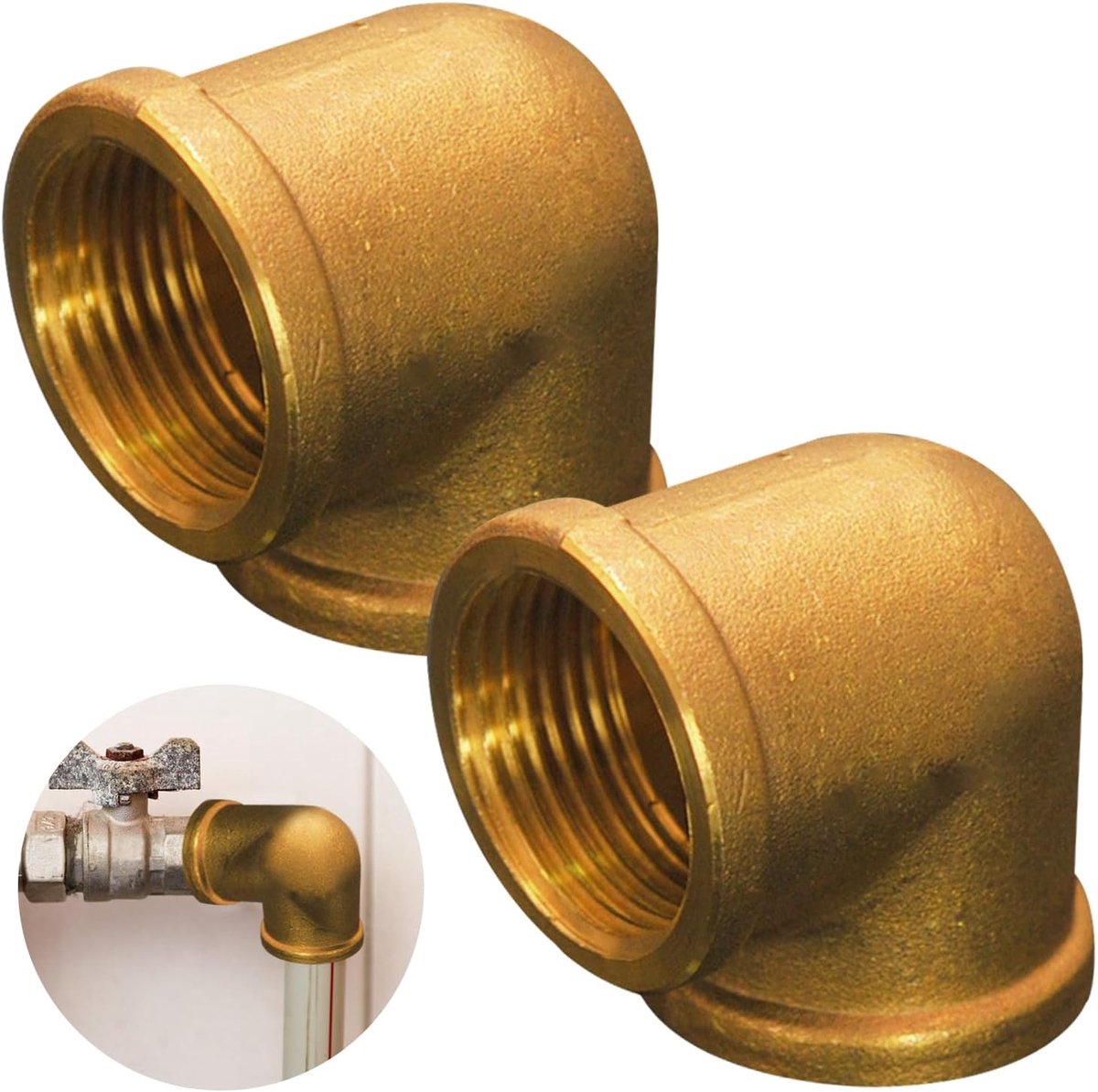 2 Stuks Messing Hoek 90°, 1" IG/IG, G1 Boog, Schroefdraadfitting, DN25 Boogadapter Voor Irrigatiesystemen