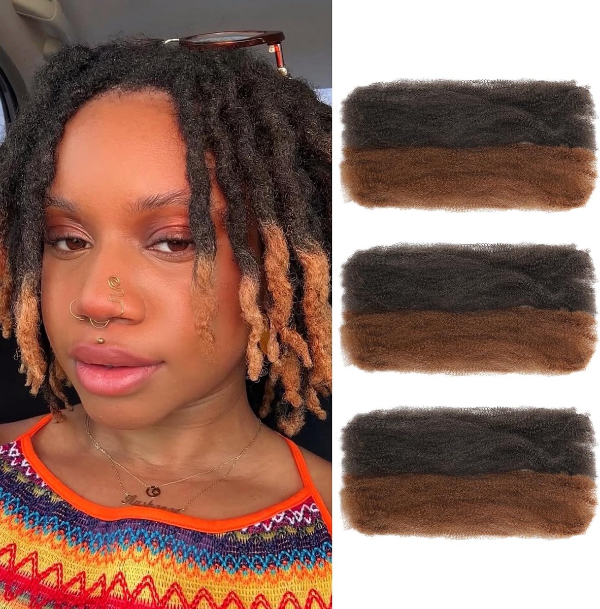 Kinky Bulk Hair 12 Inch Spring Twist Braiding Hair Bulk Locs Dreadlock Extensions Afro Kinky Curly Crochet Braid Hair (P4/30#, 8inch-3pc)